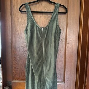 Green Corduroy Sleeveless Dress